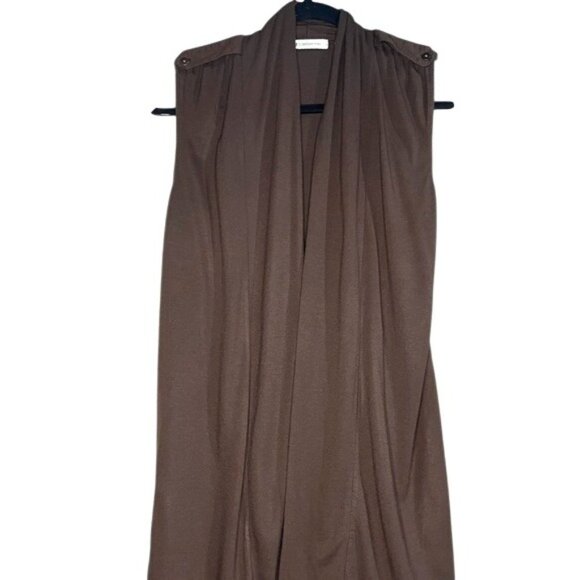 Liz Claiborne Brown Sleeveless Waterfall Open Front Cardigan Vest Women’s Size M - Picture 2 of 12